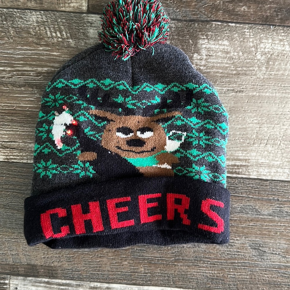 Mens blinking led Christmas beanie